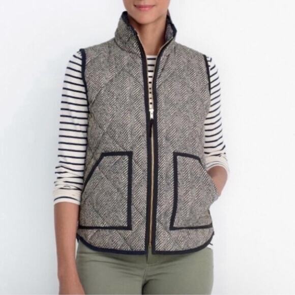 J Crew Herringbone Excursion Quilted Down Puffer Zip Vest XS - Picture 5 of 16